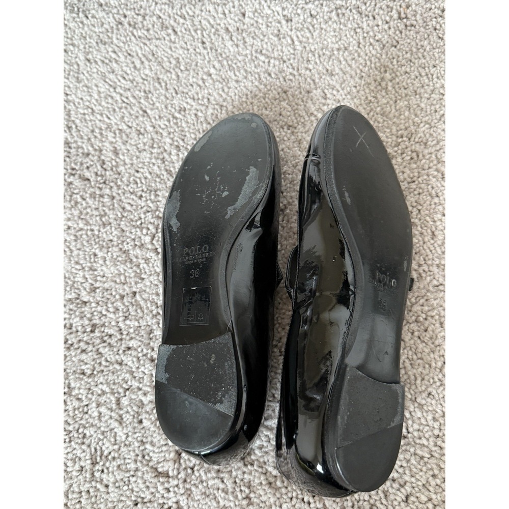 polo ralph lauren mary jane flats black Leather Size 38 7.5 Preppy Classic - Picture 5 of 6